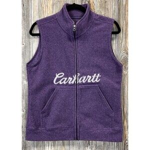 Carhartt For Women‎ Fleece Vest Small 4/6 Full Zip Purple Pockets Cozy Casual